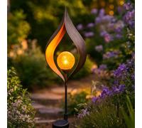Solar Garden Stake Light Outdoor, Flame Design Crackle Glass Globe, 91cm Solar Powered Garden Light, Weatherproof Decorative Light for Lawn, Patio, Pathway, Garden Gift