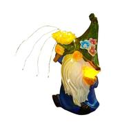 Solar Garden Statue - Outdoor Figure with LED Lights and Solar Drive - Resin Weatherproof Night Lamp in the Shape of a Garden Gnome for Lawn Garden Path Patio Pool Area as