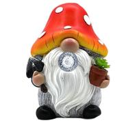 Solar Garden Statues 5.3 Inch Resin Mushroom Solar Lights, Hard-Working Garden Gnomes Holding Potting, Cute Outdoor Decorative Lights for Patio Lawn Yard