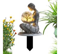 Solar Garden Statues Outdoor Decor - Fairy Moon Figurine Light Stake, Housewarming Ornament for Patio, Lawn, Yard, Pathway - Gift Ideas for Gardening Mom Grandma, Wig Caps, Madea Granny Glasses