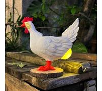 Solar Garden Statues Outdoor Decor - Miniature Chicken Egg Lamp Figurine Halloween Decorations Chickens Lights with Egg in Butt LED 3D Sculpture for Patio, Lawn - Unique Christmas Housewarming Gift