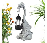 Solar Garden Statues Outdoor Decor: Solar Lucky Elephant Statue Lamp | Elephant Figures for Yard Powered Automatically by Sunlight | Resin Statues