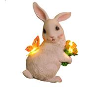 Solar Garden Statues - Resin Easter Bunny Light, 2V40ma Polysilicon Panel, 5-6 Hours Luminescence, 2~3Lm LED | Cute Cartoon Sculpture for Lawn Park Landscaping Porch Front Corner Indoor Party