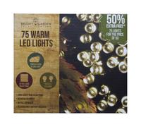 Solar Garden String Lights Decoration 75 Warm White LED - 10.4m by Bright Garden