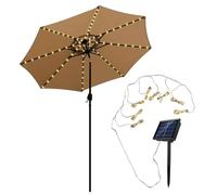 Solar Garden Umbrella Light - Outdoor Parasol String Lamp, 8 Brightness Modes Waterproof Visual, 104 Warm LEDs 8 Strips, 10-14 Hour Discharge Time, Durrable IP67 Weatherproof Build, for Lawn & Patio