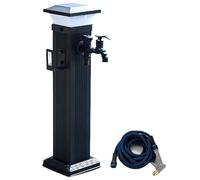 Solar Garden Water Column - Antifreeze Frost-Free Outdoor Faucet, Aluminum Alloy Freestanding Tap with Spray Gun for Courtyard & Garden
