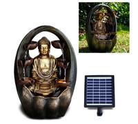 (SOLAR GOLDEN BUDDHA FOUNTAIN) GEEZY Solar LED Outdoor Garden Water Feature Cascading Fountain Statue Home Decoration