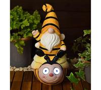 Solar Gonk Riding - Add Some Fun To Your Garden With This Whimsical Solar Gonk Riding A Bee - A Decorative Ornament By Day, And A Cheerful Solar Light By Night (Bee)