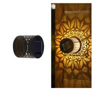 Solar Grid Pattern Wall Light Outdoor Garden Fence Projector Lamp Patio Ambient Deco