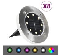 Solar Ground Lights RGB 8pcs PP+Stainless Steel 12x13cm Outdoor Path GardenIP44 [EEK: A+++]