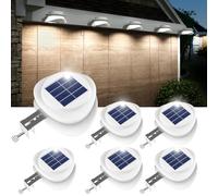 Solar Gutter Lights,Outdoor 9 LED Fence Light Waterproof Security Lamps for Eaves Garden Landscape Pathway (Cool White, 6 Pack)