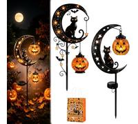 Solar Halloween Cat Moon Pumpkin Garden Stake Light, LED Halloween lamp C