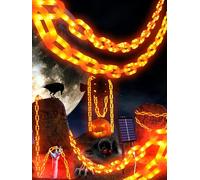 Solar Halloween Chain Lights, 10 FT 160 LED Orange Light-Up 8 Modes Memory | Solar Operated for Skeleton Dog, Yard Skeleton, Haunted House and Outdoor Decor Halloween Decorations
