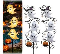 Solar Halloween Little Ghost Garden Stake Light,Waterproof Glowing Little Ghost Outdoor Statue Light,Cute Pumpkins Ghosts Witch Hat Decorations Lamp,for Patio Pond Lawn Yard Backyard