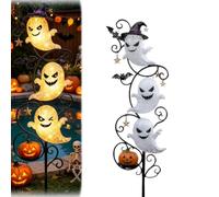 Solar Halloween Little Ghost Garden Stake Light,Waterproof Glowing Little Ghost Outdoor Statue Light,Cute Pumpkins Ghosts Witch Hat Decorations Lamp,for Patio Pond Lawn Yard Backyard