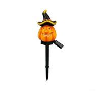 Solar Halloween Pumpkin Lights Outdoor Waterproof Resin Stake Garden Decor with Warm LED Glow for Yard Pathway Patio 14x8x45cm(Hat-Wearing)