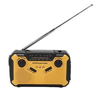 Solar Hand Crank Emergency Radio, Support 4 Power Supply Flashlight Reading Lamp & SOS Alarm, Portable AM FM NOAA Weather Radio with 3 Brightness Modes for Camping, Emergency (Yellow)