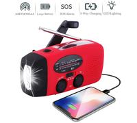 Solar Hand Crank Powered Camping Light With AM/FM Radio Outdoor 2000mAh USB Charging Multifunctional Hand Dynamo LED Flashlight