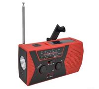 Solar Hand Crank Radio With AM/FM Bands, LED Flashlight, 4LED Reading Light, 2000mAh Rechargeable Battery Power Bank, USB Charging, Waterproof For Survival And Camping(Red)