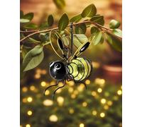 Solar Hanging Bee Decoration for Outdoors Decoration Garden Hanging Metal Bees with Spring & Clip Solar Lanterns Outdoor Weatherproof for Garden Patio Balcony Trees (Yellow)