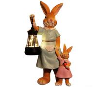 Solar Hanging Lamp Rabbit Group Garden | Solar Powered Resin Rabbit Hanging Lamp with Warm Lighting for Rustic Garden Balcony Style