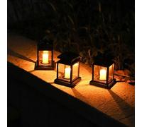Festive Lights Garden Candle Lantern - Solar Powered - Flickering Effect - Amber LED - 27cm