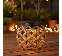 Solar Hanging Lantern Outdoor, Handwoven Garden Lights with Switchable Dual Tones (Warm & Cool), Waterproof IP65 Solar Powered Decorative Hanging Lamp for Patio, Fence