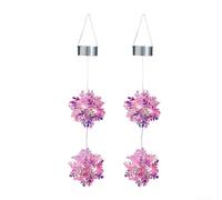 Solar Hanging Lights, 2-Pack Snowflake Design, Colorful LED Outdoor Decor, IP65 Waterproof, Auto On/Off for Garden Patio Courtyard Nights(Pink)