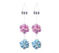 Solar Hanging Lights, 2-Pack Snowflake Design, Colorful LED Outdoor Decor, IP65 Waterproof, Auto On/Off for Garden Patio Courtyard Nights(Pink + Blue)