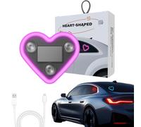 Solar Heart-Shaped Ambient Light, Car Solar Heart LED Light, Wiring Free Love Illumination for Night Driving, Switchable Modes, No Tools, Wire-Free Installation, for Couples (Pink)