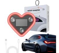 Solar Heart-Shaped Ambient Light, Car Solar Heart LED Light, Wiring Free Love Illumination for Night Driving, Switchable Modes, No Tools, Wire-Free Installation, for Couples (Red)