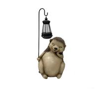 Solar Hedgehog Garden Statue with Resin Construction, Designed for Outdoor Use with Automatic Night Light Functionality (Brown)