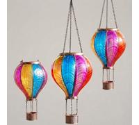 Solar Hot Air Balloon Garden Lanterns with Rainbow Glass LED Light