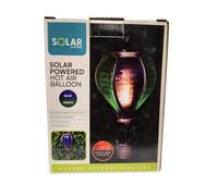 Solar Hot Air Balloon Garden Light, Hanging Outdoor Lantern, LED Flame Effect, Auto On at Dusk, Waterproof Decorative Light, Assorted Colours (Pack of 1 (Blue & Green))