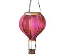 Solar Hot Air Balloon Hanging Garden Light, Flickering Flame Effect LED Lantern, Outdoor Decorative Solar Lamp for Garden Patio Pathway Balcony - Pink Purple Green (Pink)