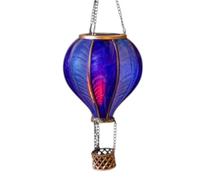 Solar Hot Air Balloon Hanging Garden Light, LED Flickering Flame Effect Solar Lantern, Outdoor Decorative Patio Yard Hanging Light, Pink Purple Green (Purple)
