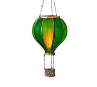 Solar Hot Air Balloon Hanging Garden Light, LED Flickering Flame Effect Solar Lantern, Outdoor Decorative Patio Yard Hanging Light, Pink Purple Green (Green)