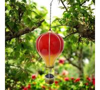 Solar Hot Air Balloon Hanging Light - Violet, Flame Red, Rainbow - Small & Large | Outdoor LED Garden, Patio & Porch Lantern - Weather-Resistant | Energy Class A (Flame Red, Large)