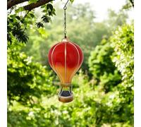 Solar Hot Air Balloon Hanging Light - Violet, Flame Red, Rainbow - Small & Large | Outdoor LED Garden, Patio & Porch Lantern - Weather-Resistant | Energy Class A (Flame Red, Small)