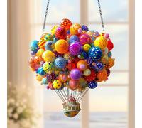 Solar Hot Air Balloon Hanging Light with Flickering Flame Effect - Outdoor Garden, Courtyard & Farmhouse Patio Decor, Compatible with Solar Power