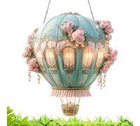 Solar Hot Air Balloon Lantern with Flame,Solar Flickering Flame Light | 2D Acrylic Model Window Decoration Pendant for Gatherings Weddings Camping Garden Home Friends Patio Farmhouse Porch