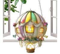 Solar Hot Air Balloon Light, Hanging 2D Acrylic Solar Lanterns, Hot Air Balloon Solars Garden Light, Glowing Solars Lights Decor, Hanging Colored Sun Catcher for Outside, Window, Home, Yard