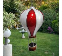 Solar Hot Air Balloon Lighting - Outdoor Hanging LED Light for Garden Patio Porch Décor - Eco Friendly Colourful Yard Decoration Gift 45-55cm (Red & White, Large)