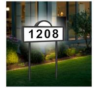Solar House Humbers for Outside Light Up, Address Signs for House, Illuminated House Numbers IP65 Waterproof, Yard Street Sign, Wall Mounted/In Ground