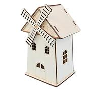 Solar House Kit - Wooden Windmill Kit For The Garden | Solar-powered Puzzle House | Incomplete Craft Kit With Solar Energy To | Retro Windmill Decoration, Creative Table Decoration
