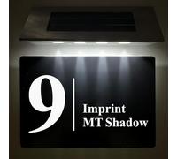 Solar House Number | Door Number Plaques for Wall | House Numbers Plaques with Solar Light | Composite Aluminium Black House Sign Door Sign | 195mm X 130mm(Design 1, Solar House Number)