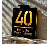 Solar House Number Sign - LED Lighted Waterproof Address Plaque for Outside, Illuminated Solar-Powered Acrylic Sign for Home Yard Street (Square Address Plaque)
