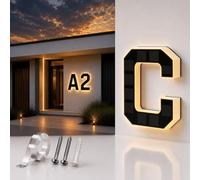 Solar House Numbers for Outside, 23cm Lighted Address Sign with LED Illuminated Numbers, IP65 Waterproof Solar Address Plaque, Dusk to Dawn House Number Sign for Front Door, Fence, Mailbox (C)