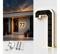 Solar House Numbers for Outside, 23cm Lighted Address Sign with LED Illuminated Numbers, IP65 Waterproof Solar Address Plaque, Dusk to Dawn House Number Sign for Front Door, Fence, Mailbox (7)