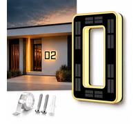 Solar House Numbers for Outside, 23cm Lighted Address Sign with LED Illuminated Numbers, IP65 Waterproof Solar Address Plaque, Dusk to Dawn House Number Sign for Front Door, Fence, Mailbox (0)